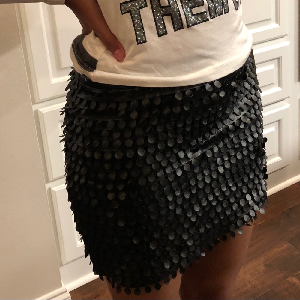 Soprano Faux Leather Black Mini Skirt with 3D Dots